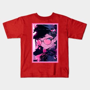 Aesthetic Anime Girl Pink Rosa Black | Quality Aesthetic Anime Design | Premium Chibi Manga Anime Art Kids T-Shirt